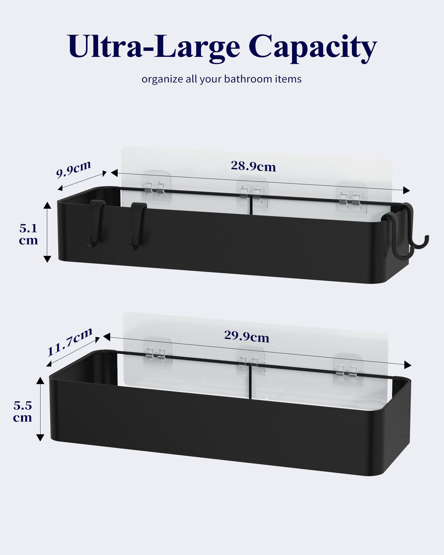 2 Pack Rustproof Shower Organizer, Drill-Free & Quick-Dry Shower Shelf