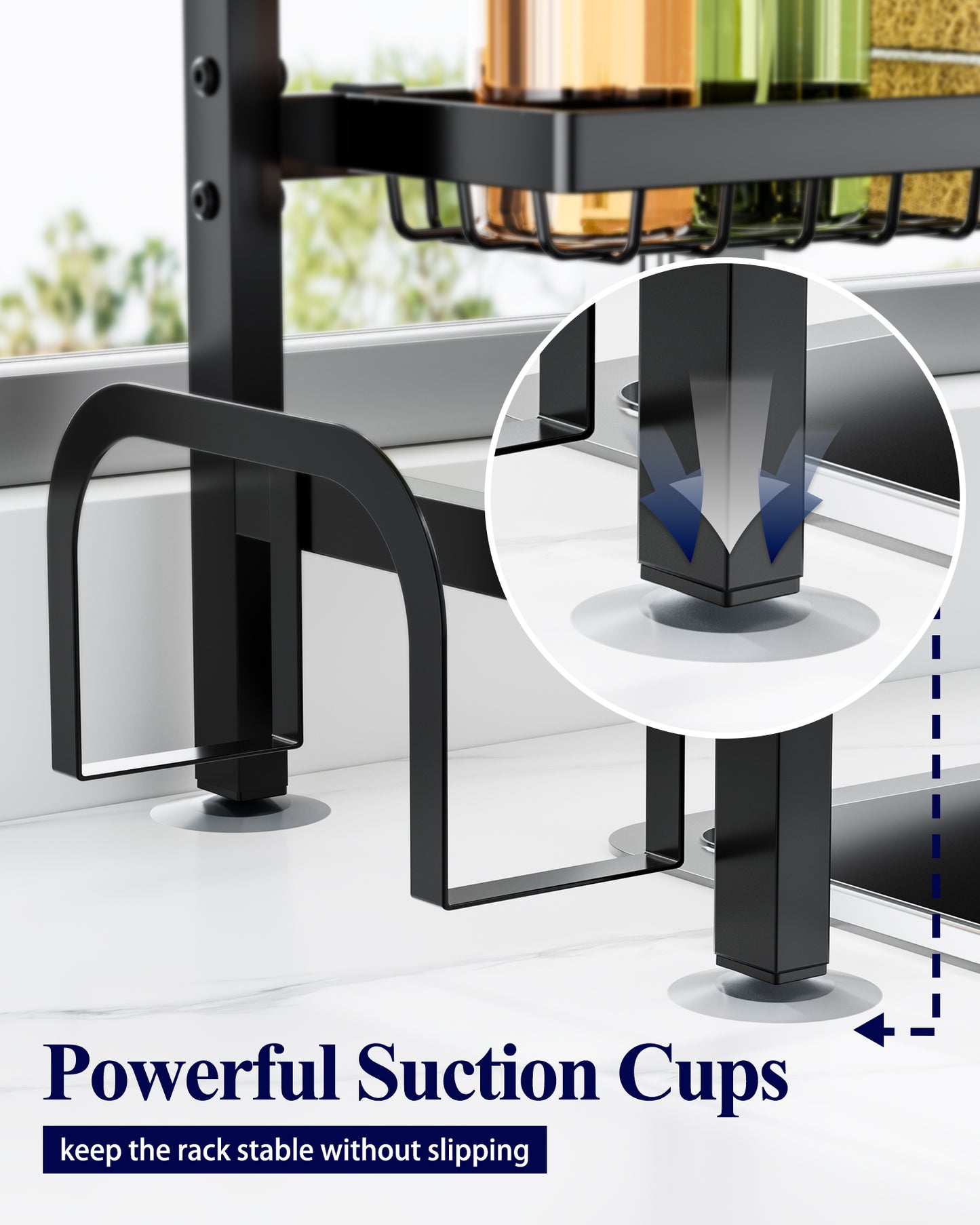 Over The Sink Dish Drying Rack -with Multifunctional Baskets, Black