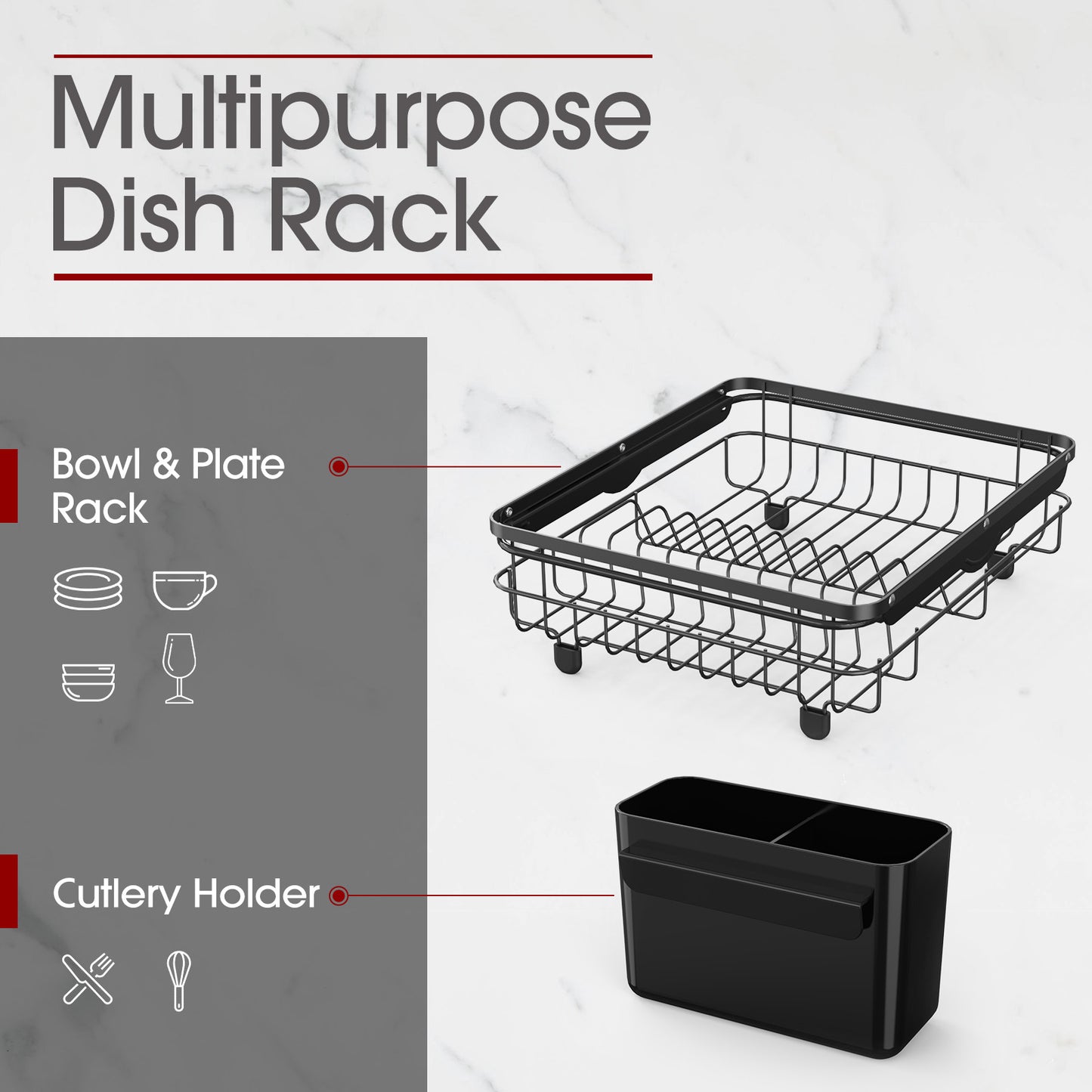 Dish Rack with Drainboard for Kitchen Counter and Sink, X-Large, White