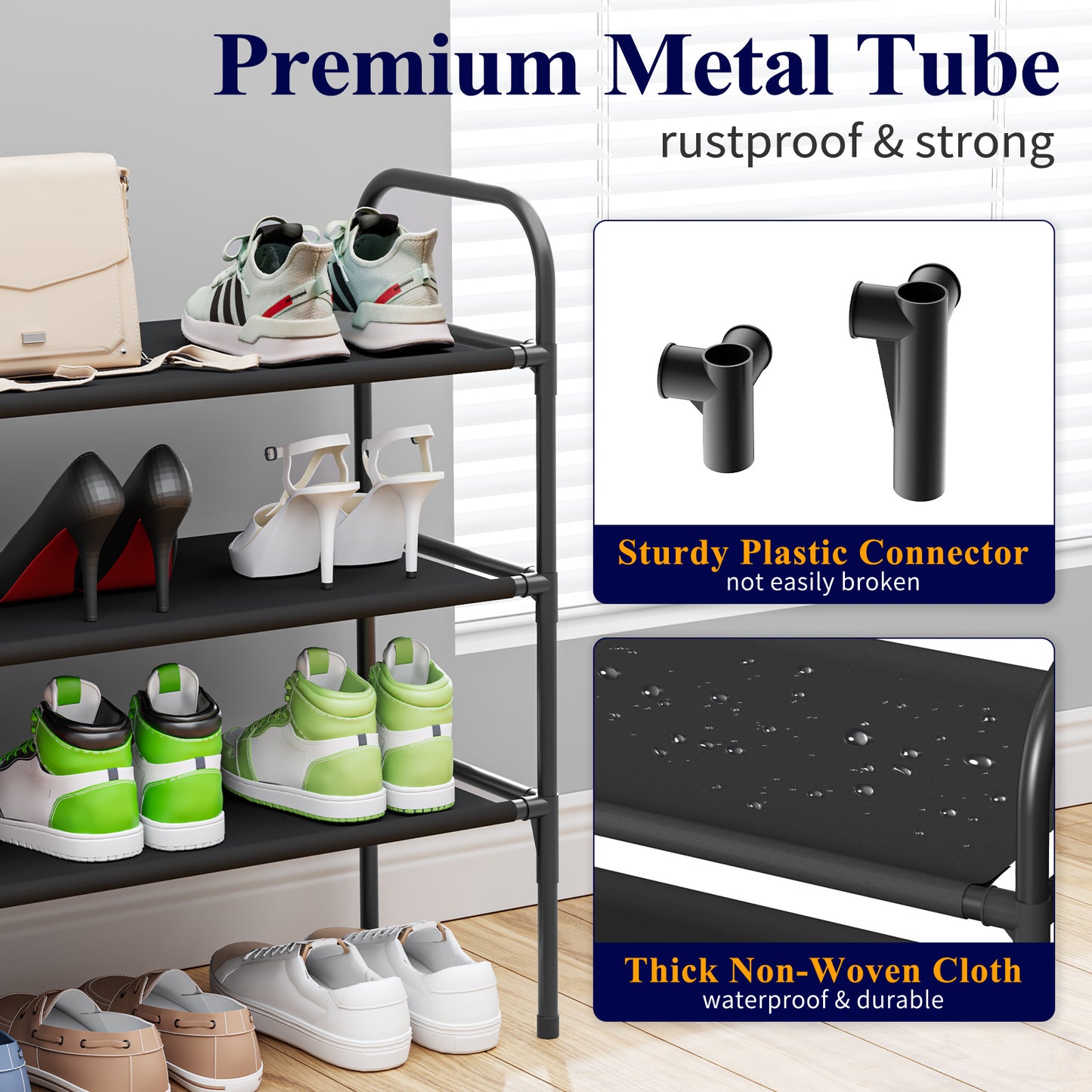 Shoe Rack for Closet, Shoe Rack for Front Door Entrance, Sturdy Shoe Shelf