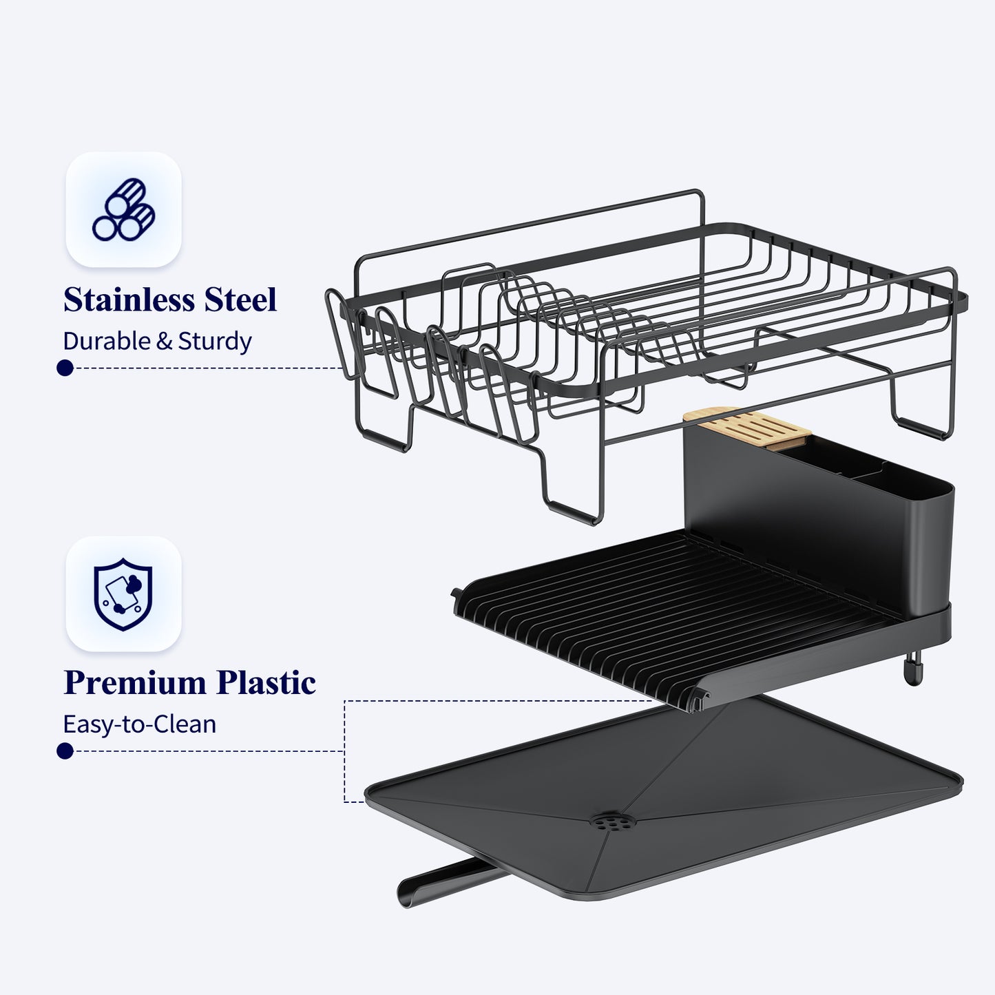 Kitsure Large Dish Drying Rack - Extendable Dish Rack