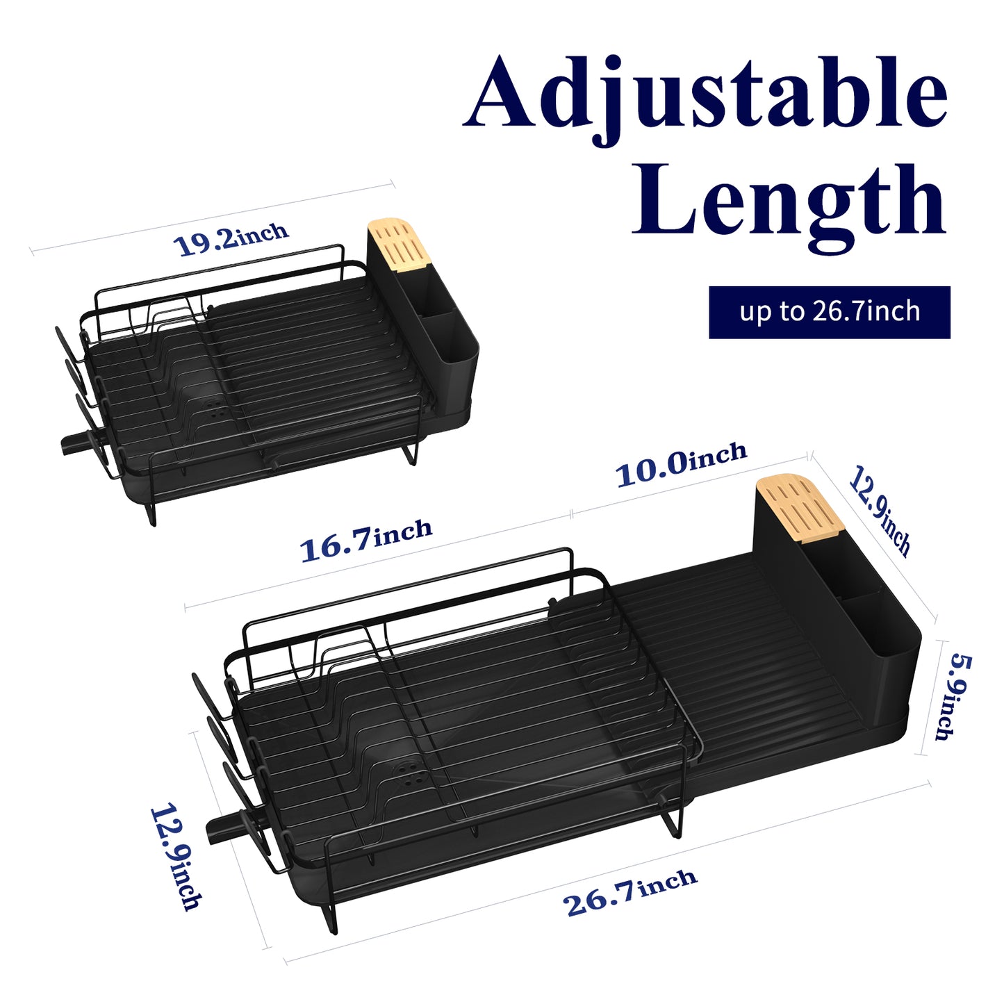 Kitsure Large Dish Drying Rack - Extendable Dish Rack