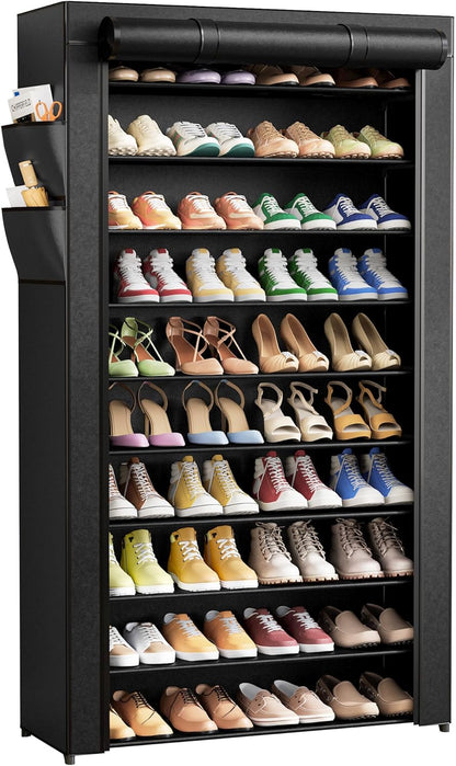 Kitsure 3-Tier Metal Shoe Rack, Stackable for Closet, Entryway, Living Room, Garage, Holds Up to 16 Pairs, Black