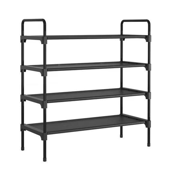 Kitsure 3-Tier Shoe Rack for Closet, Sturdy Shoe Organizer, 27.6" x 11.8" x 22.6", Black