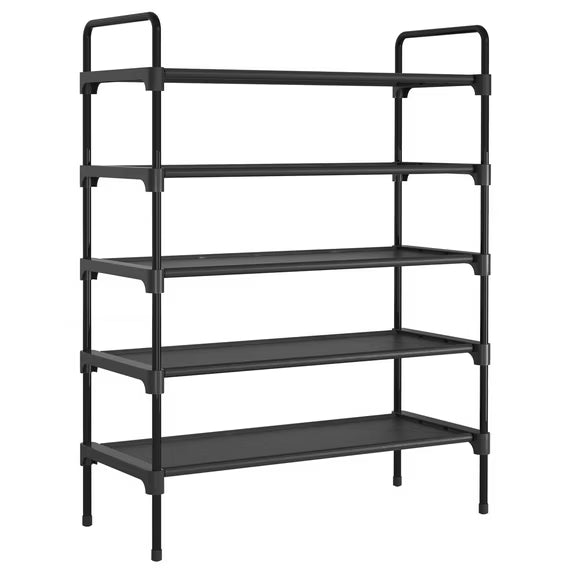 Kitsure 5-Tier Shoe Rack for Closet, Sturdy Shoe Organizer, 27.6" x 11.8" x 36.6", Black