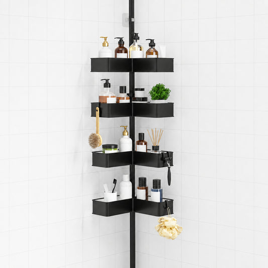 Kitsure Tension Pole Shower Caddy - Adjustable Shower Shelf with Metal Baskets, Rust-Resistant Bathroom Shower Organizer, No-Drill Installation