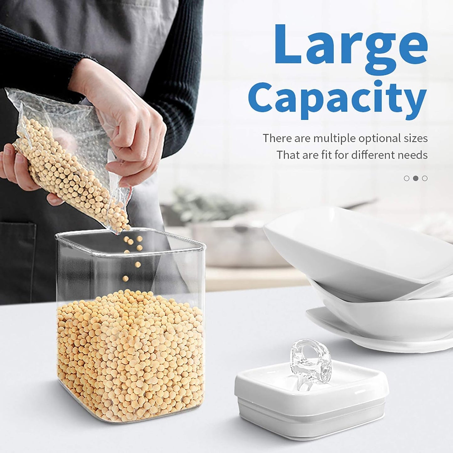 Kitsure Airtight Food Storage Container Set - 8 PC Set - Pantry Organization and Storage, Kitchen Canisters with Lids, Leak-Proof Pantry Storage Containers with Food-Grade Material & Stackable Design