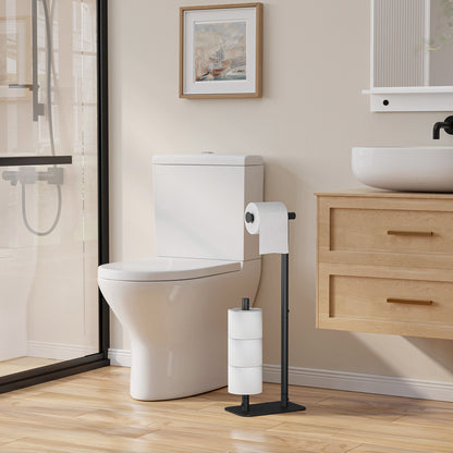 Kitsure Toilet Paper Holder Free Standing - Large Capacity Toilet Paper Holder for 4 Rolls, Rustproof Toilet Paper Stand with Non-Slip Stable Base, Black, 24.4"x9.3"x5.5"