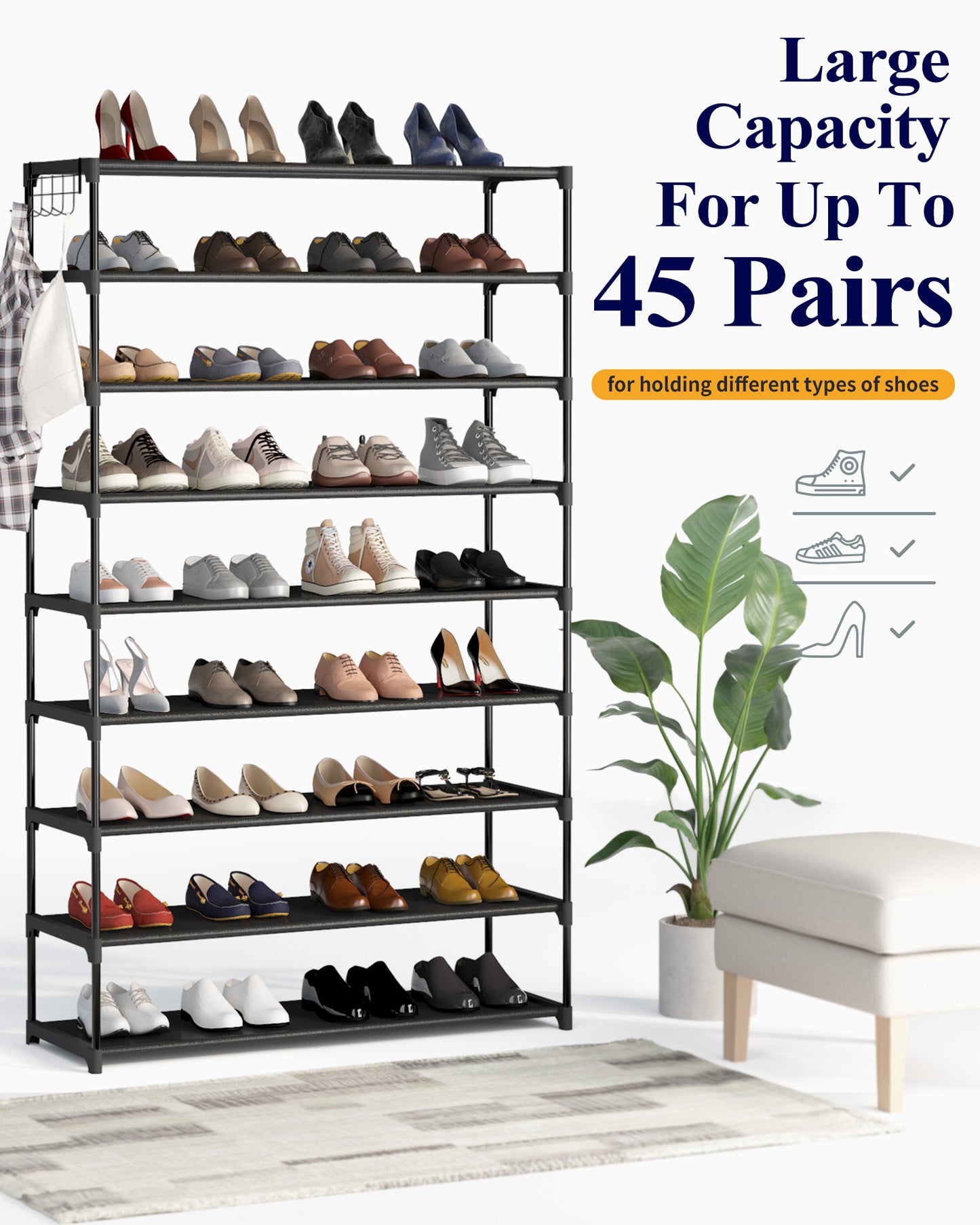 Kitsure Shoe Rack - Premium Non-Woven Shoe Rack Shelf 5X-Large