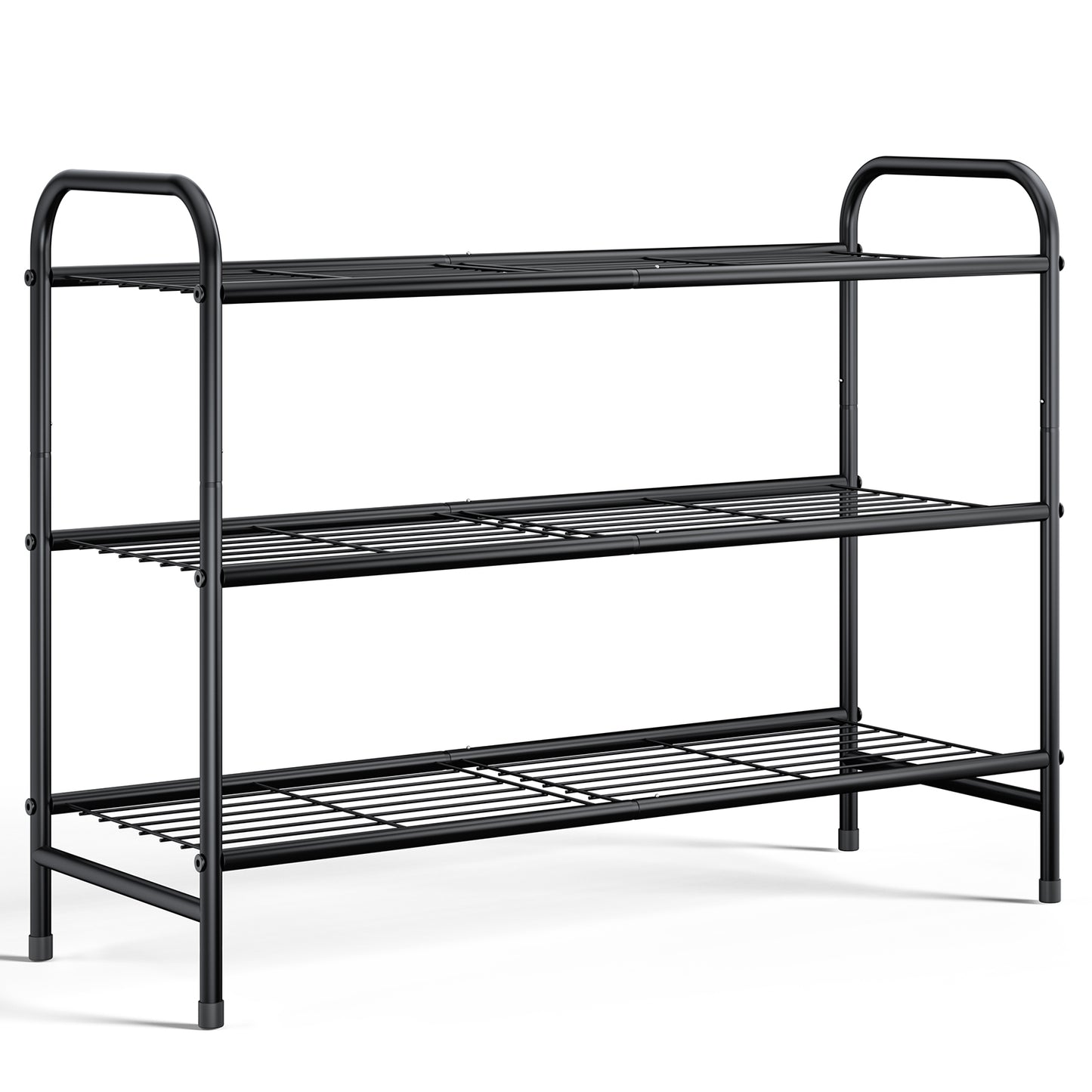 Kitsure 3-Tier Metal Shoe Rack, Stackable for Closet, Entryway, Living Room, Garage, Holds Up to 16 Pairs, Black