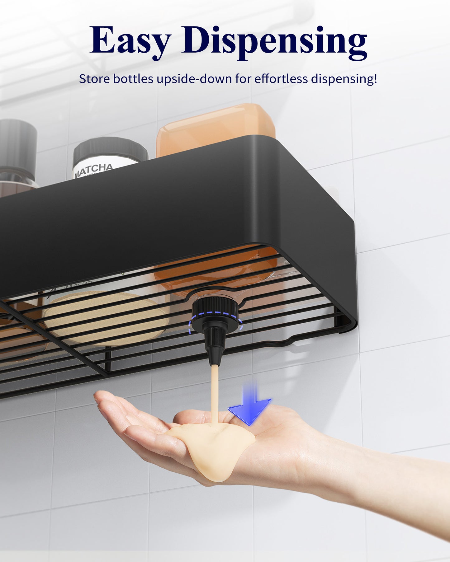 Kitsure Shower Caddy - 2 Pack Adhesive Shower Organizer, Rustproof Metal Shelves, No-Drill Bathroom Organizers and Storage, Black, Large
