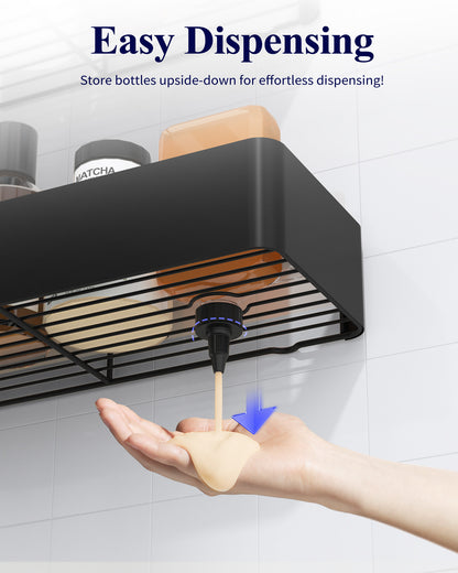 Kitsure Shower Caddy - 2 Pack Adhesive Shower Organizer, Rustproof Metal Shelves, No-Drill Bathroom Organizers and Storage, Black, Large