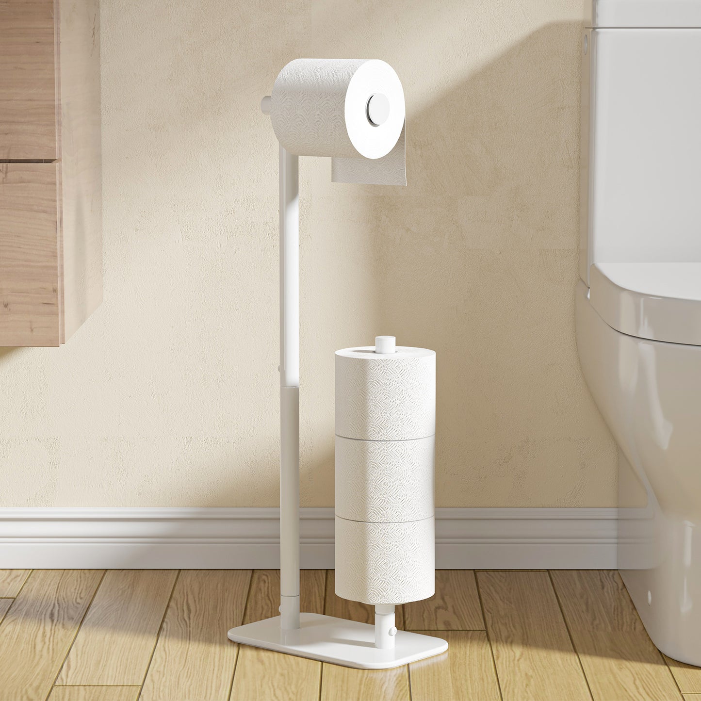 Kitsure Toilet Paper Holder Free Standing - Large Capacity Toilet Paper Holder for 4 Rolls, Rustproof Toilet Paper Stand with Non-Slip Stable Base, 24.4"x9.3"x5.5" (US4149)