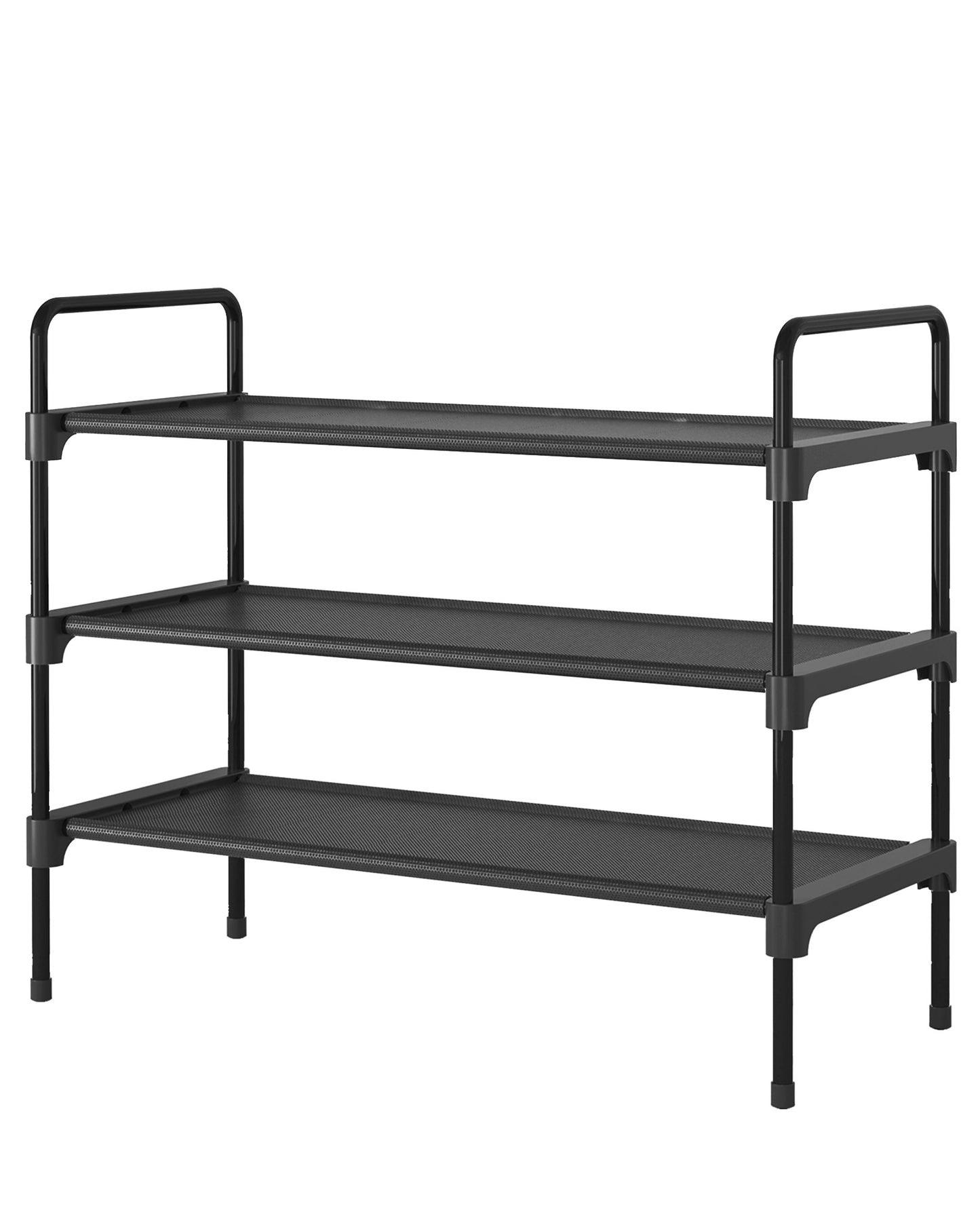 Kitsure 3-Tier Shoe Rack for Closet, Sturdy Shoe Organizer, 27.6" x 11.8" x 22.6", Black