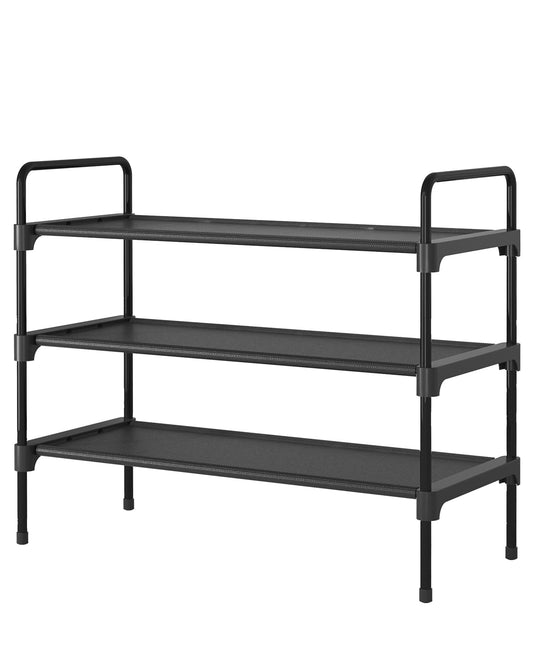 Kitsure 3-Tier Shoe Rack for Closet, Sturdy Shoe Organizer, 27.6" x 11.8" x 22.6", Black