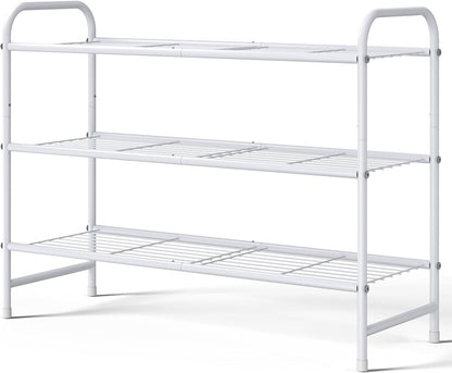 Kitsure 3-Tier Metal Shoe Rack, Stackable for Closet, Entryway, Living Room, Garage, Holds Up to 16 Pairs, Black