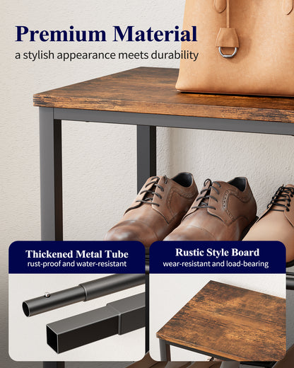Kitsure Shoe Rack for Closet, Rustic Brown Shoe Organizer with Leveling Feet, Sturdy & Rust-Proof Shoe Storage for Entryway, Bedroom, Living Room, 29.5" x 11.4" x 24.8", Brown
