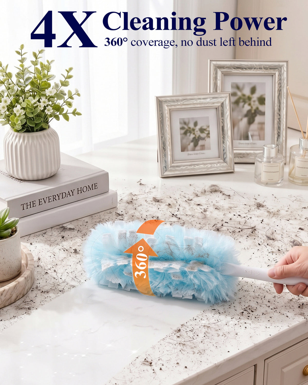 Kitsure Duster Refills for Swiffer Duster, 25 Counts, 1 Handle, 4.9 x 2.6"-360° Coverage, Heavy Duty, Disposable, 4X Microfibers, Static Attraction, for Cleaning Furniture, Keyboards & Car Vents