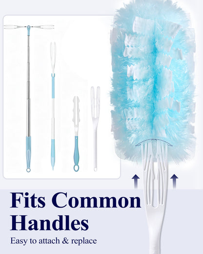 Kitsure Duster Refills for Swiffer Duster, 25 Counts, 1 Handle, 4.9 x 2.6"-360° Coverage, Heavy Duty, Disposable, 4X Microfibers, Static Attraction, for Cleaning Furniture, Keyboards & Car Vents