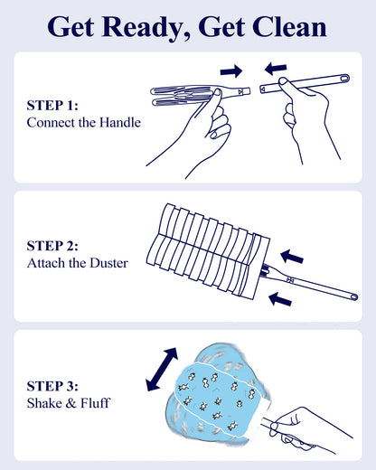 Kitsure Duster Refills for Swiffer Duster, 25 Counts, 1 Handle, 4.9 x 2.6"-360° Coverage, Heavy Duty, Disposable, 4X Microfibers, Static Attraction, for Cleaning Furniture, Keyboards & Car Vents