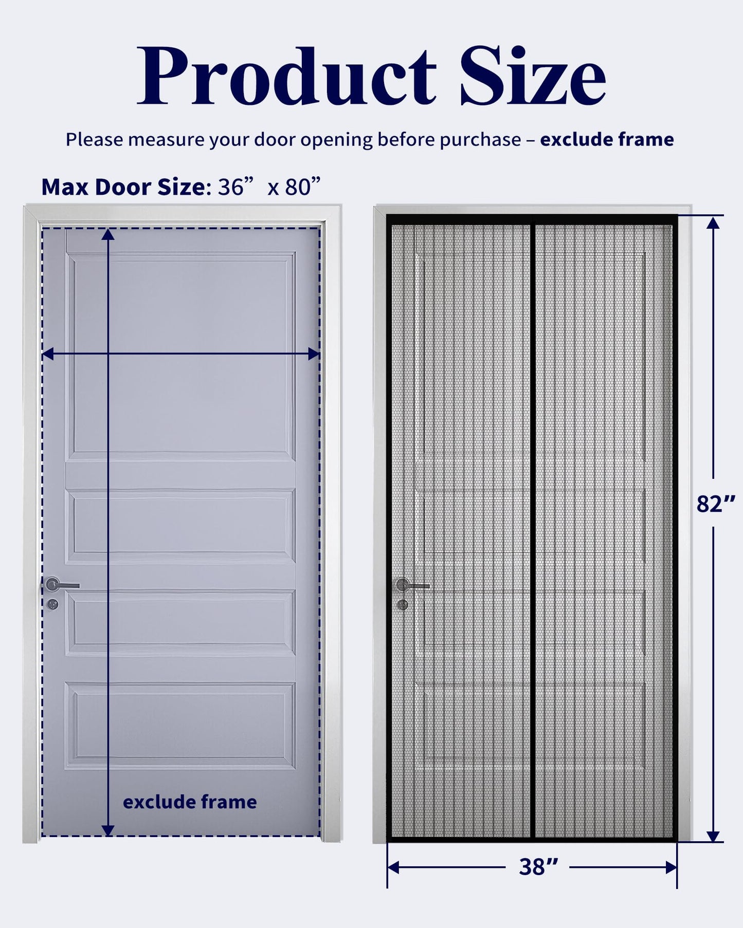 Kitsure Magnetic Screen Door - 38.0 x 82.0 in Retractable Screen Door Mesh for Front Door or Sliding Door, Pet & Kid Friendly, Hands-Free Closure Keeps Bugs Out & Lets Breeze in, Stripe Black