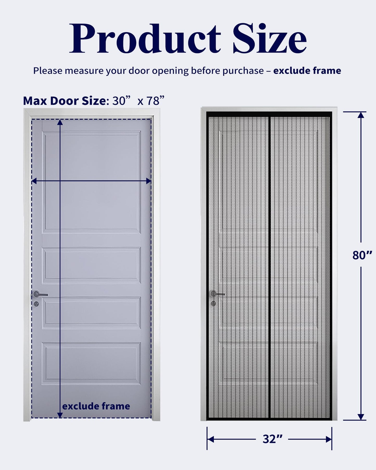 Kitsure Magnetic Screen Door - 38.0 x 82.0 in Retractable Screen Door Mesh for Front Door or Sliding Door, Pet & Kid Friendly, Hands-Free Closure Keeps Bugs Out & Lets Breeze in, Stripe Black