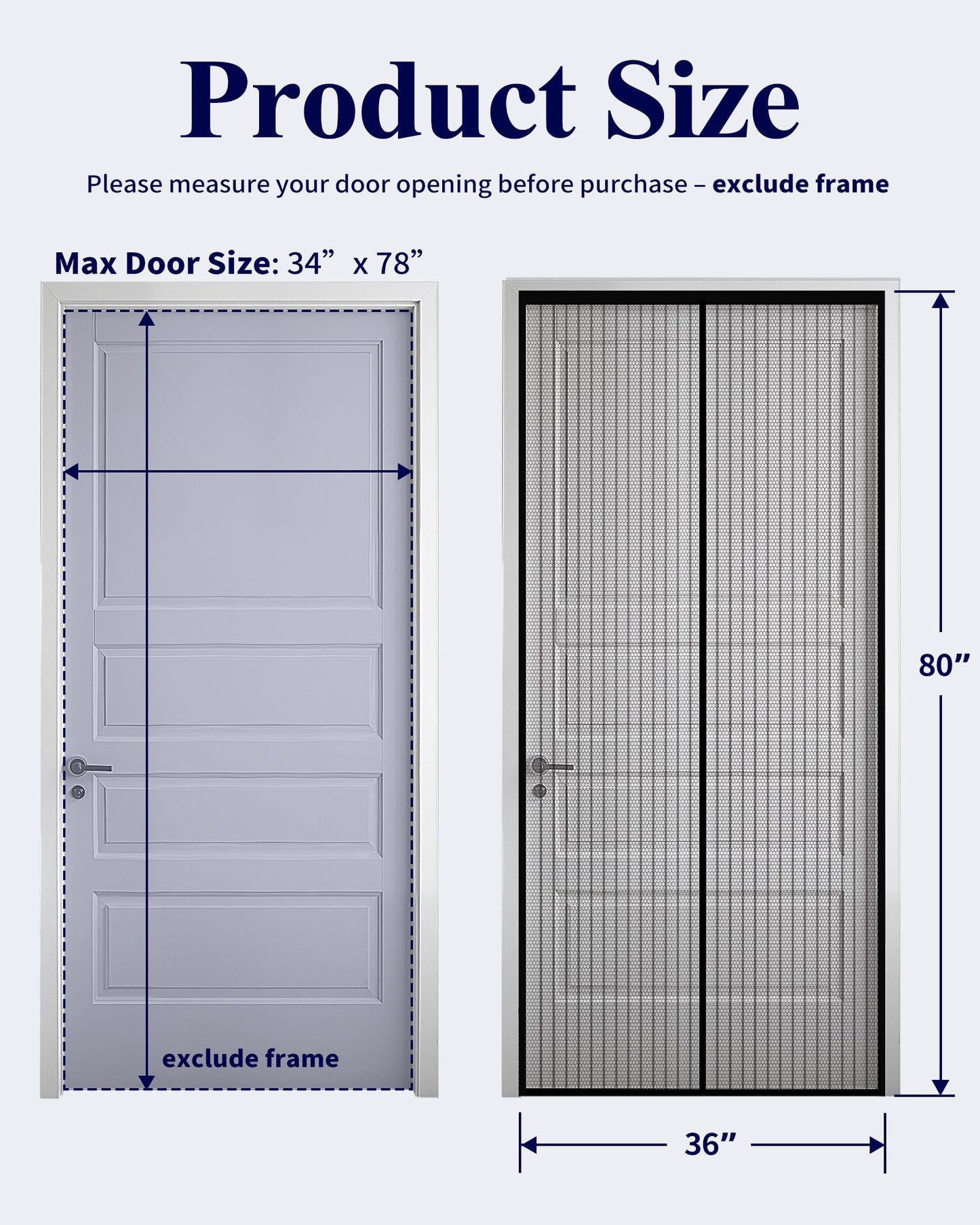 Kitsure Magnetic Screen Door - 38.0 x 82.0 in Retractable Screen Door Mesh for Front Door or Sliding Door, Pet & Kid Friendly, Hands-Free Closure Keeps Bugs Out & Lets Breeze in, Stripe Black