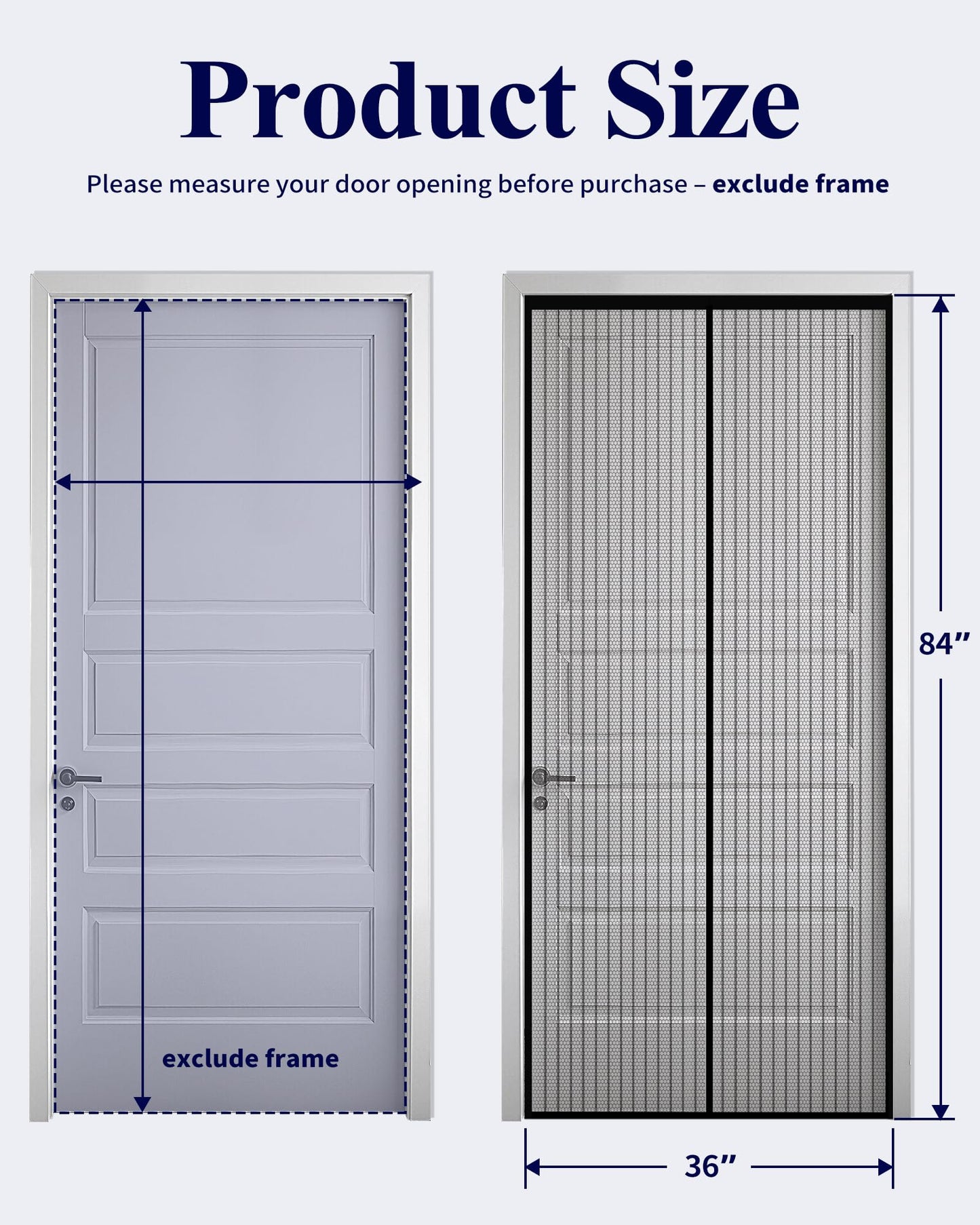 Kitsure Magnetic Screen Door - 38.0 x 82.0 in Retractable Screen Door Mesh for Front Door or Sliding Door, Pet & Kid Friendly, Hands-Free Closure Keeps Bugs Out & Lets Breeze in, Stripe Black