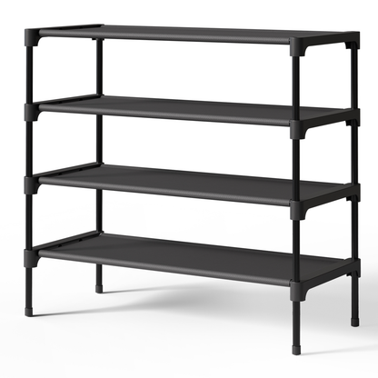Kitsure 3-Tier Shoe Rack for Closet, Sturdy Shoe Organizer, 27.6" x 11.8" x 22.6", Black