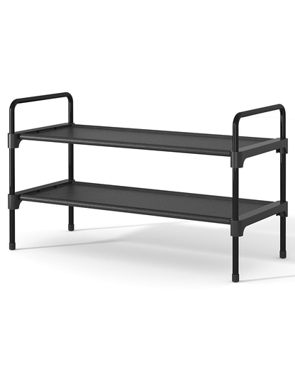 Kitsure 3-Tier Shoe Rack for Closet, Sturdy Shoe Organizer, 27.6" x 11.8" x 22.6", Black