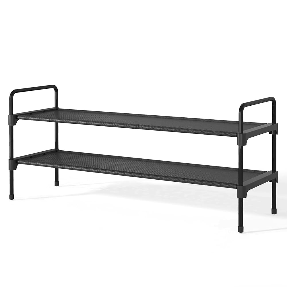 Kitsure 3-Tier Shoe Rack for Closet, Sturdy Shoe Organizer, 27.6" x 11.8" x 22.6", Black