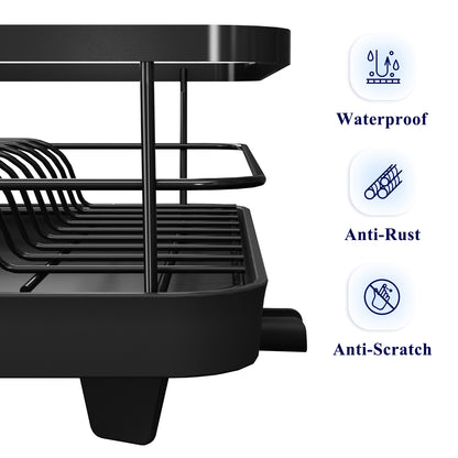 Kitsure Dish Drying Rack- Space-Saving Dish Rack, Dish Racks for Kitchen Counter and Sink, Stainless Steel Kitchen Drying Rack with a Cutlery Holder,12''W x 14''~23''L（4003）