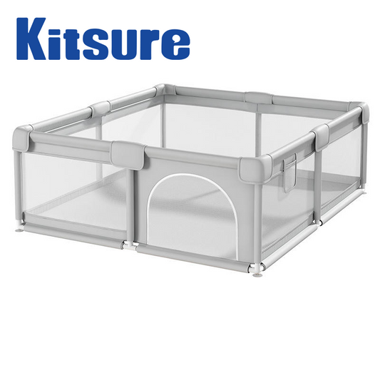 Kitsure Playpens for Babies, Play Pen, Toddlers with Gate and Breathable Mesh, for Indoor & Outdoor