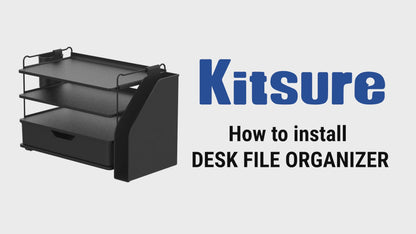 Kitsure Metal Desk File Organizer, Multi-Tier Letter Tray Paper Sorter for Office and Home, A4 Document Holder with Sliding Drawer and Pen Holder, Black Desktop File Rack