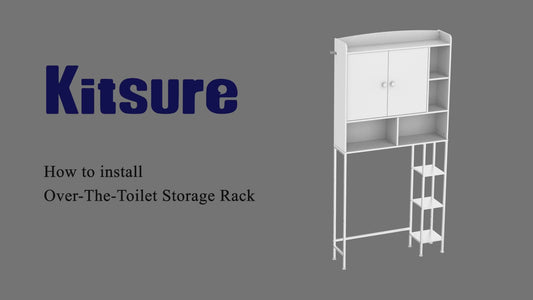 Kitsure Over Toilet Storage Cabinet, Bathroom Space Saver with Double-Door Cabinet, Open Shelves and Side Storage Rack, Freestanding Over the Toilet Organizer for Bathroom, White
