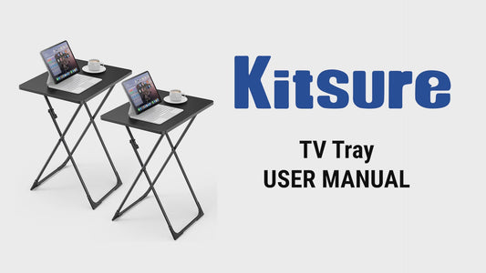 Kitsure TV Tray - Foldable TV Trays Set of 2 with Corner Stabilizers, Waterproof & Scratch-Resistant TV Dinner Tray Table for Living Room, Bedroom, Office, Picnic, 16.9"×13.0"×24.2", Black